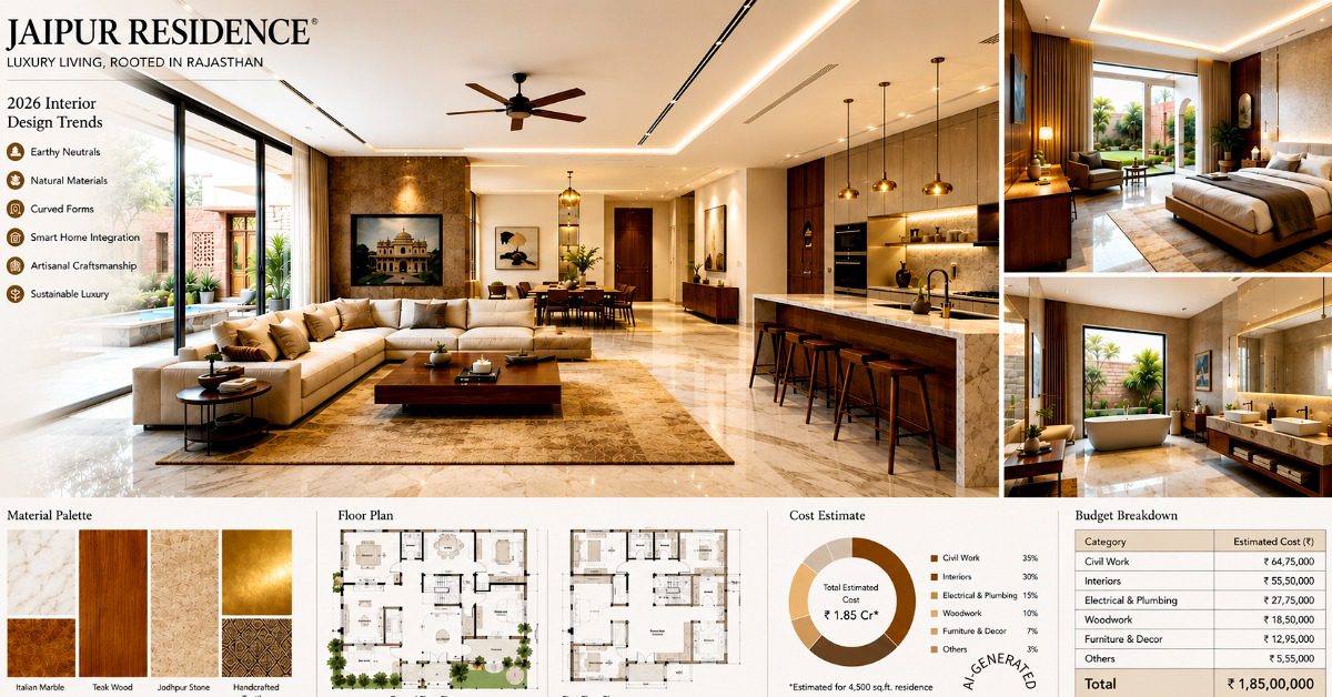 Interior design cost in Jaipur for modern residential home in 2026