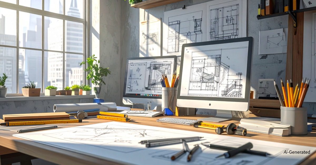 Tools for Architects including architectural software, drafting tools, and 3D design workspace